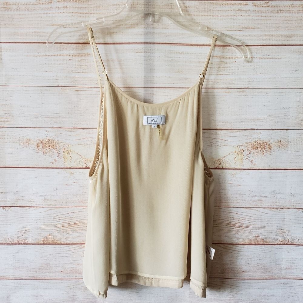 MLV Sequin/Pearl Embellished Camisole Top in Natural/Tan - Picture 9 of 12